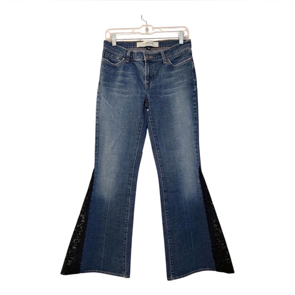 Elegant Blue Flare Jeans with Black Accents